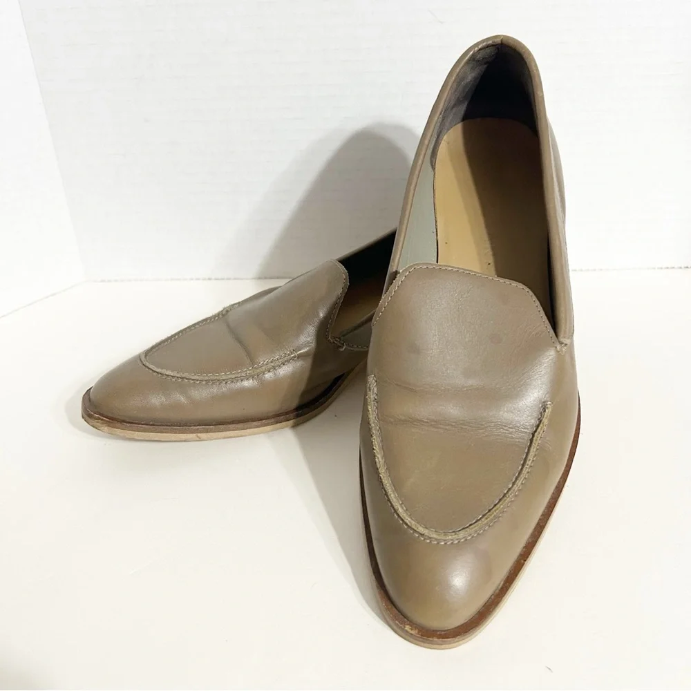 Everlane The Modern Leather Loafers Flats Shoes Olive Green /Taupe Made in Italy - Picture 6 of 16